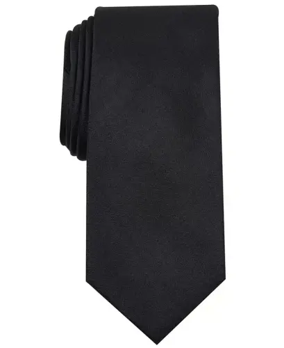 Men's Solid Texture Slim Tie, Created for Modazone-Black - 4