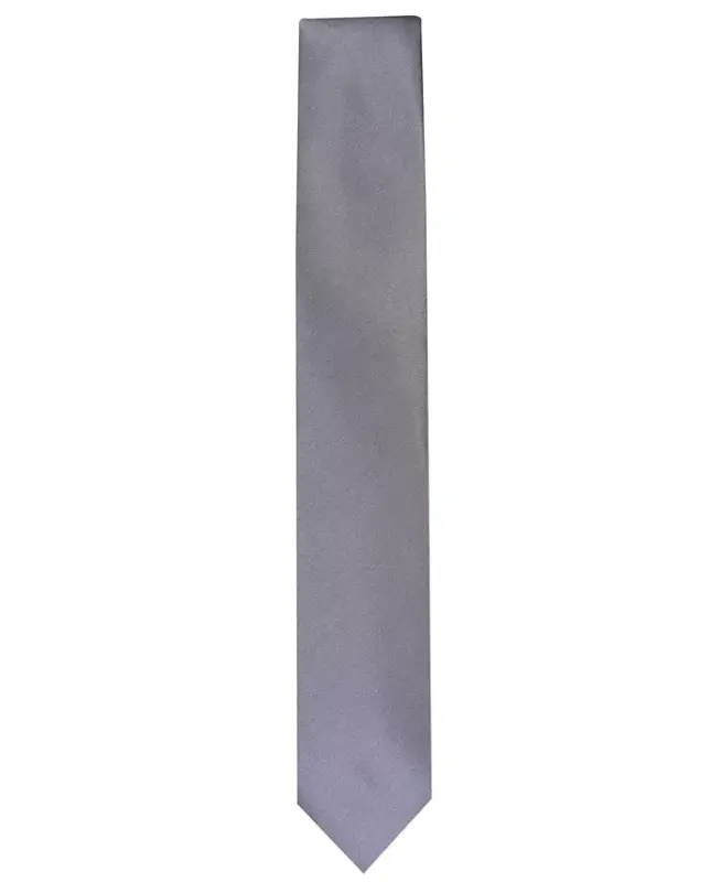Men's Solid Texture Slim Tie, Created for Modazone-Charcoal - 2