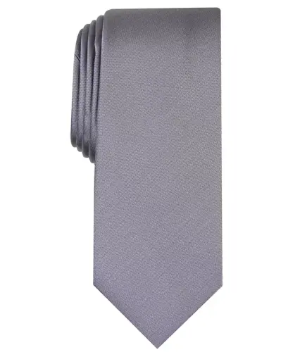 Men's Solid Texture Slim Tie, Created for Modazone - Charcoal - 1