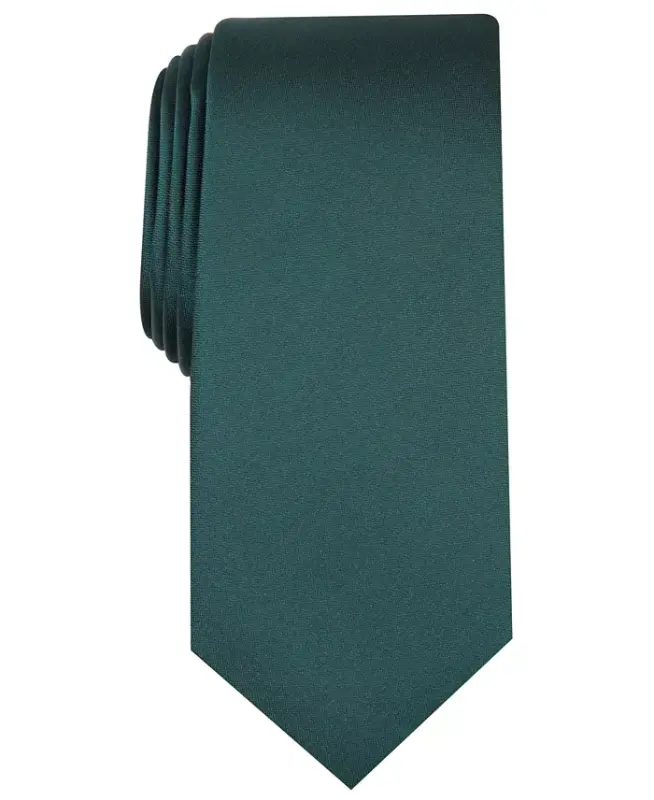 Men's Solid Texture Slim Tie, Created for Modazone - Hunter - ALFANI