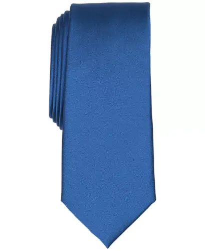 Men's Solid Texture Slim Tie, Created for Modazone - Medium Blue 
