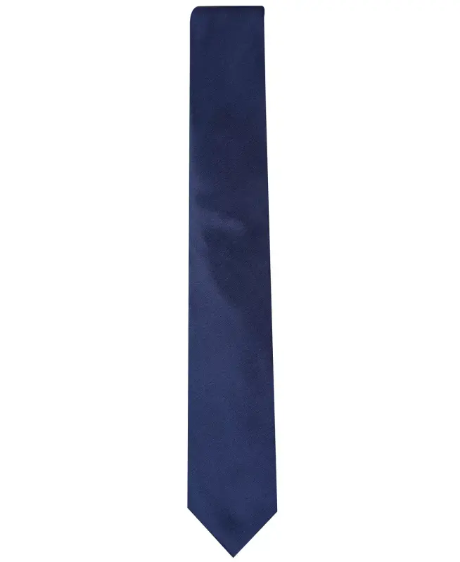 Men's Solid Texture Slim Tie, Created for Modazone-Navy - 2