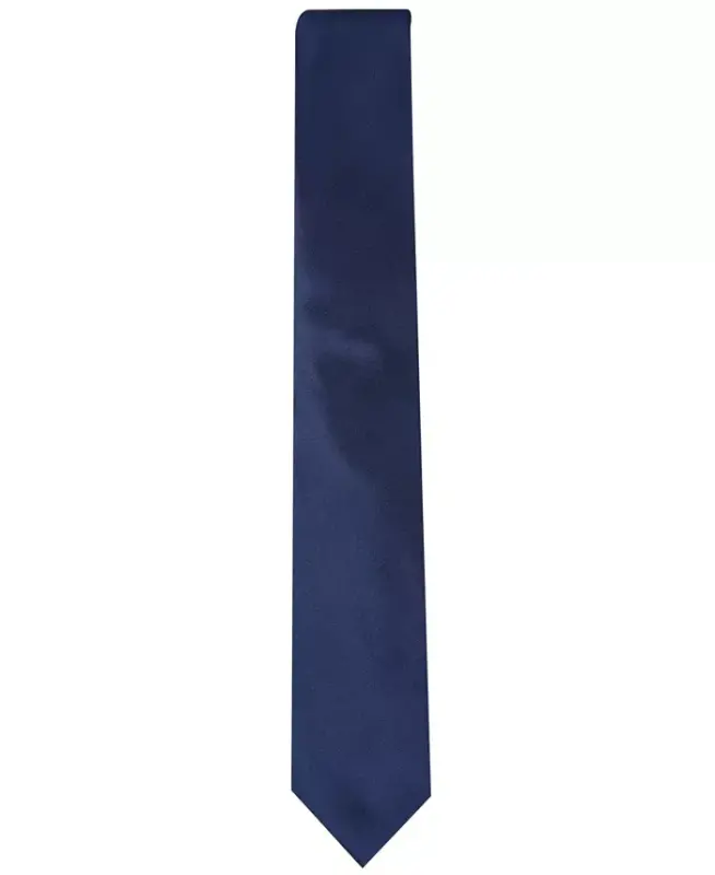 Men's Solid Texture Slim Tie, Created for Modazone - Navy - 2