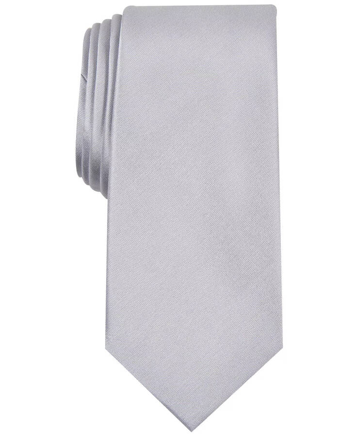 Men's Solid Texture Slim Tie, Created for Modazone Silver - 1