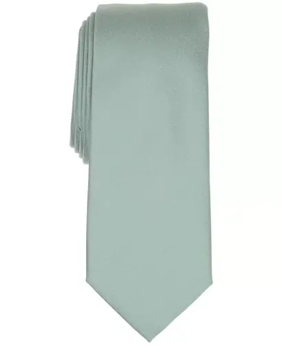 Men's Solid Texture Slim Tie, Created for Modazone - Silver Pine - 1