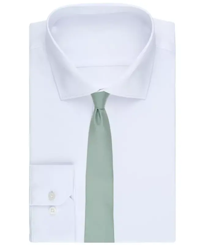 Men's Solid Texture Slim Tie, Created for Modazone - Silver Pine - 3