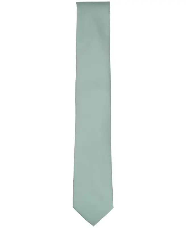 Men's Solid Texture Slim Tie, Created for Modazone - Silver Pine - 2