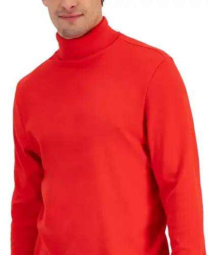 Men's Solid Turtleneck Shirt, Created for Modazone - Bright Ruby - 3