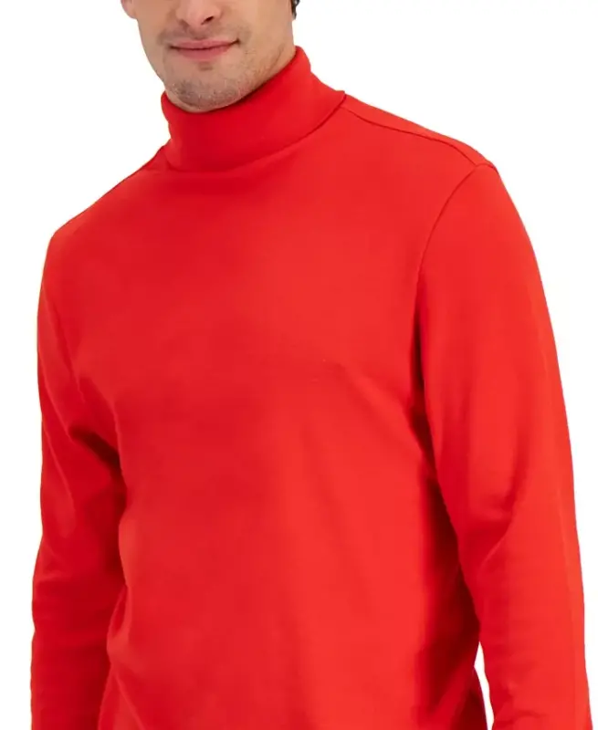 Men's Solid Turtleneck Shirt, Created for Modazone - Bright Ruby - 3