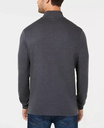 Men's Solid Turtleneck Shirt, Created for Modazone - Charcoal Gray - 2