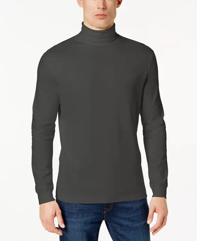Men's Solid Turtleneck Shirt, Created for Modazone - Charcoal Gray - 3