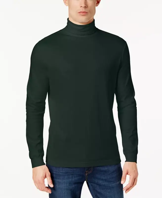 Men's Solid Turtleneck Shirt, Created for Modazone - Pine Grove Green - CLUB ROOM