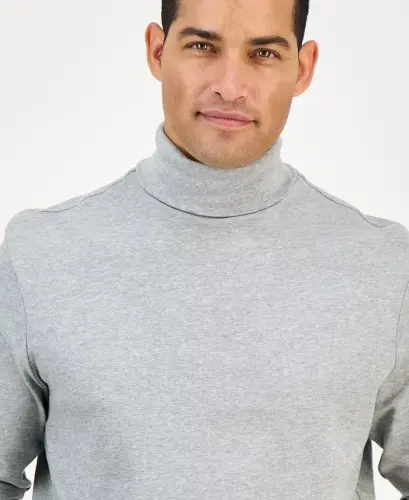 Men's Solid Turtleneck Shirt, Created for Modazone - Soft Gray - 3