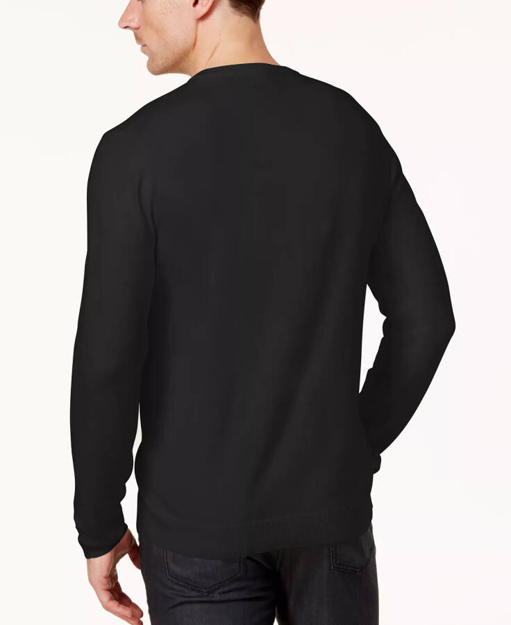 Men's Solid V-Neck Cotton Sweater, Created for Modazone Deep Black - 7