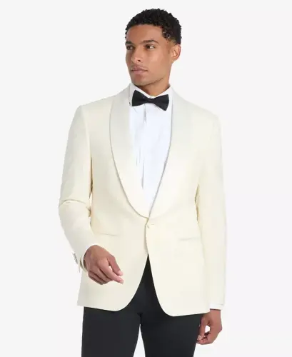 Men's Solid White Sport Coat - 1
