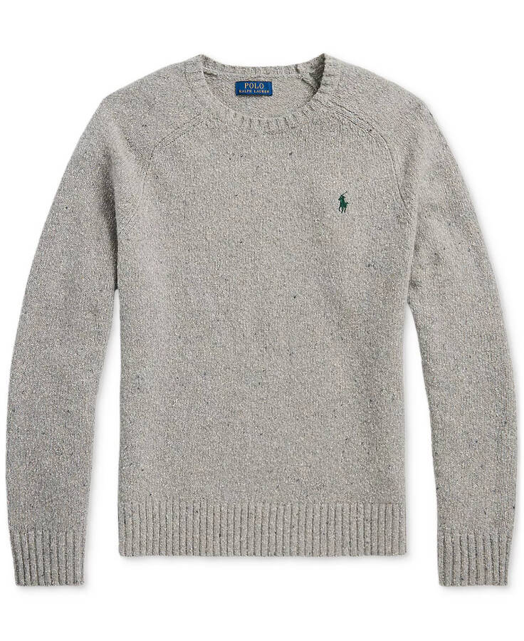 Men's Speckled Wool-Blend Crewneck Sweater Gry Don - 5