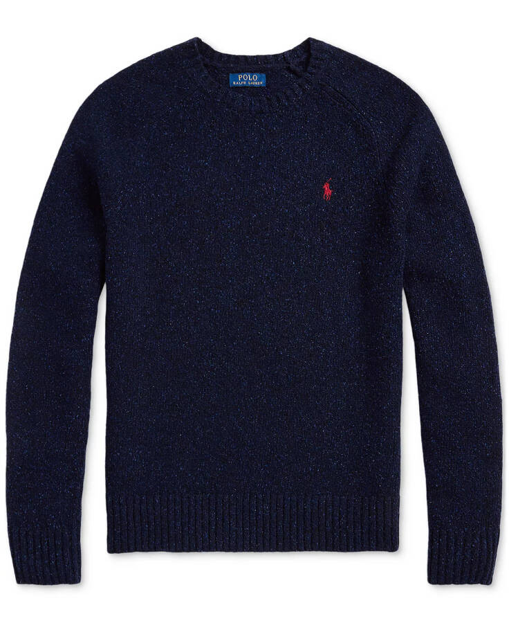 Men's Speckled Wool-Blend Crewneck Sweater Navy - 5