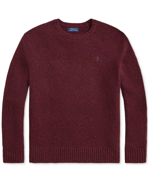 Men's Speckled Wool-Blend Crewneck Sweater Red - 5