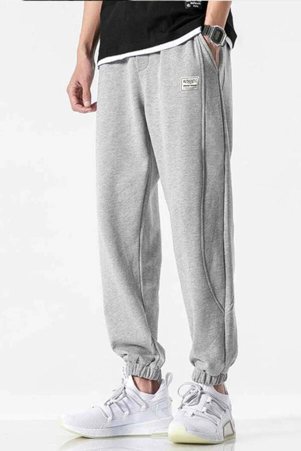 Men's Split Grey Elastic Leg Seasonal Sweatpants - 1