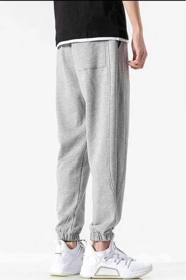 Men's Split Grey Elastic Leg Seasonal Sweatpants - 2