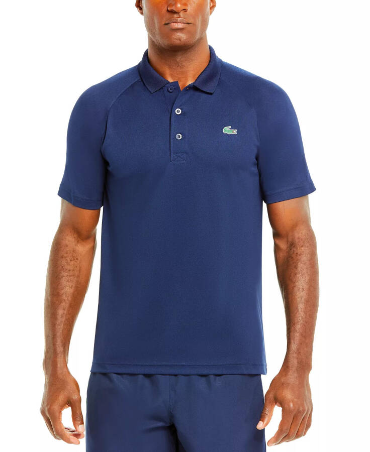 Men's SPORT Breathable Run-Resistant Interlock Polo Shirt Navy Blue - 4