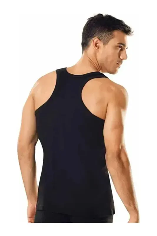 Men's Sports Ribbed Tank Top 3-Pack Opportunity Pack – %100 Cotton, Soft and Breathable - Black 0118 - 1