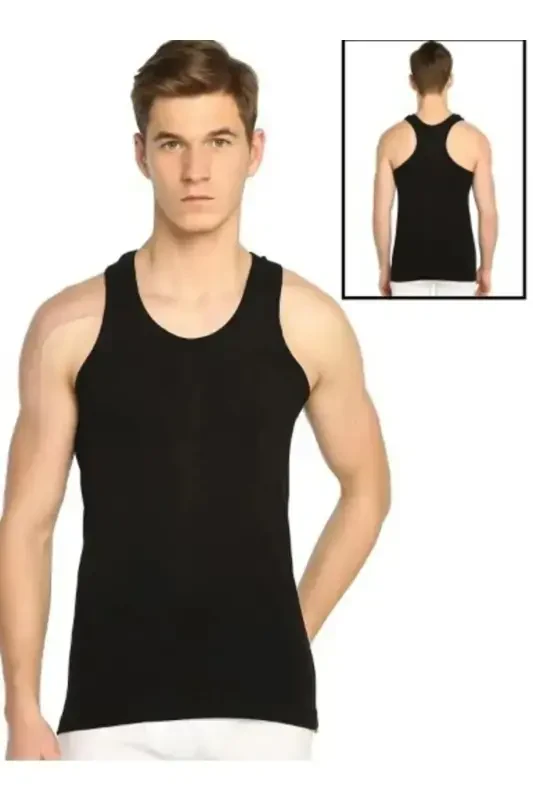 Men's Sports Ribbed Tank Top 3-Pack Opportunity Pack – %100 Cotton, Soft and Breathable - Black 0118 - 2