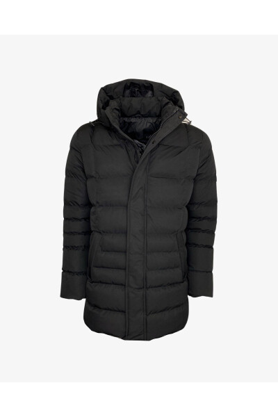 Men's sporty hooded long coat - 1