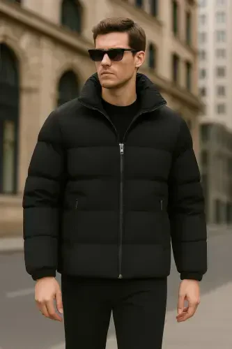 Men's Stand Collar Down Jacket Winter Coat Waterproof - 1