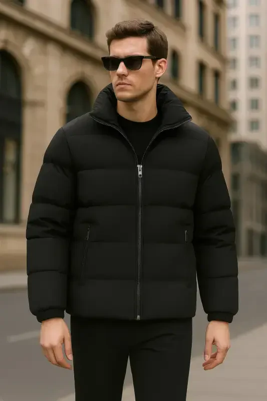 Men's Stand Collar Down Jacket Winter Coat Waterproof - 1