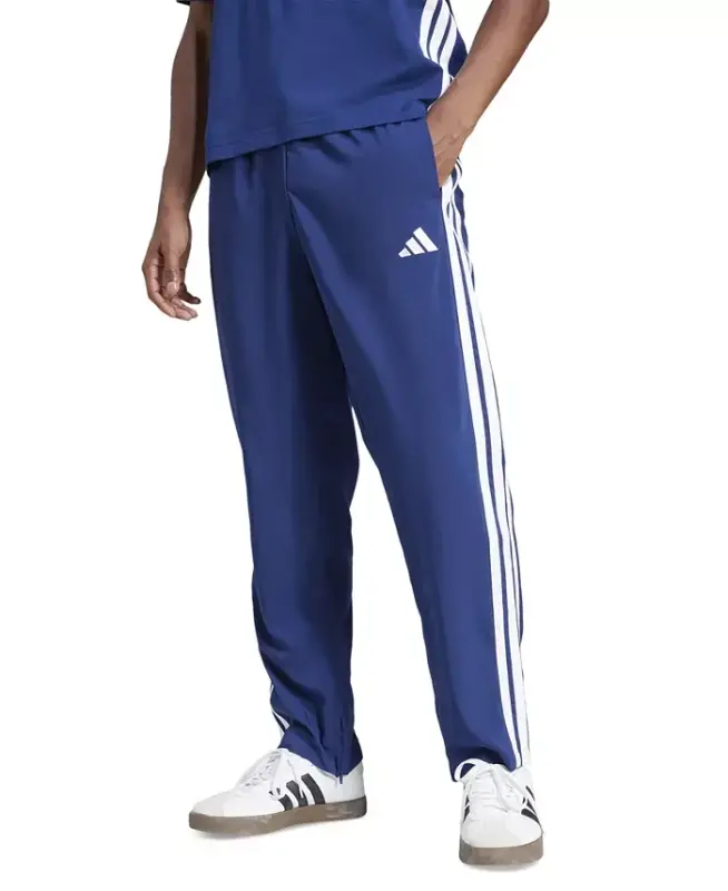 Men's Stanford Essential Three-Stripes Open Hem Track Pants-Dark Blue/wht - 1