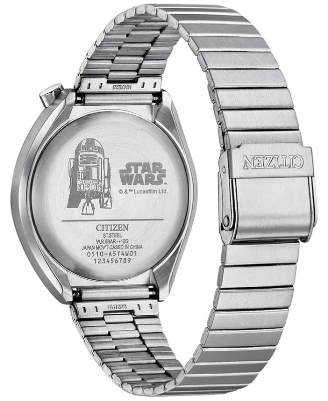 Men's Star Wars R2-D2 zanglamaydigan po'latdan yasalgan bilaguzuk soati 38mm-Kumush rangli - 3