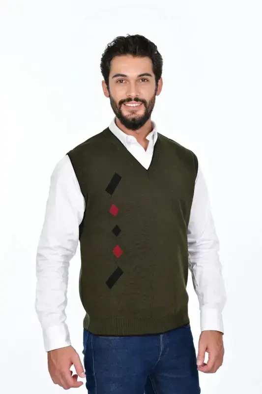 Men's Steel Knit Interlock Winter Thick Knit V-Neck Knit Sweater Non-Pilling Dad Sweater - 1