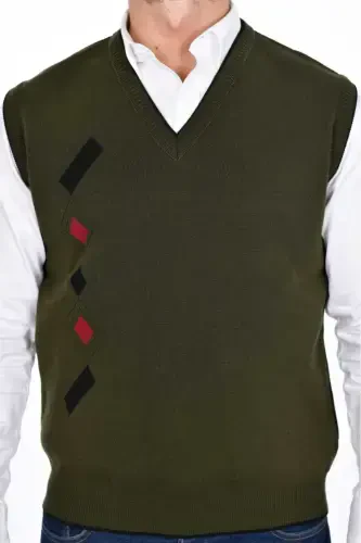 Men's Steel Knit Interlock Winter Thick Knit V-Neck Knit Sweater Non-Pilling Dad Sweater - 3