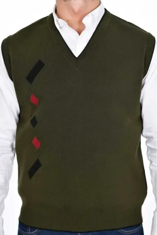 Men's Steel Knit Interlock Winter Thick Knit V-Neck Knit Sweater Non-Pilling Dad Sweater - 3