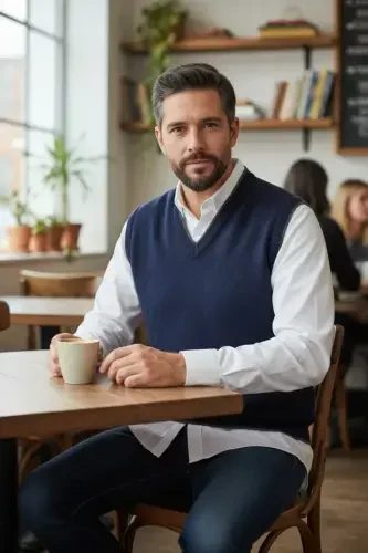 Men's Steel Knit Interlock Winter Thick Knit V Neck Knitted Non-Pilling Dad Sweater Oversize - 4