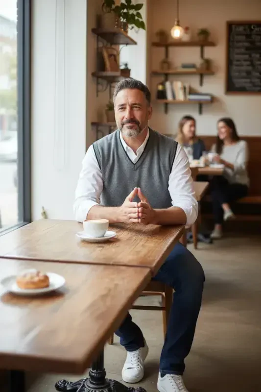 Men's Steel Knit Interlock Winter Thick Knit V Neck Sweater Non-Pilling Dad Sweater Oversize - 3