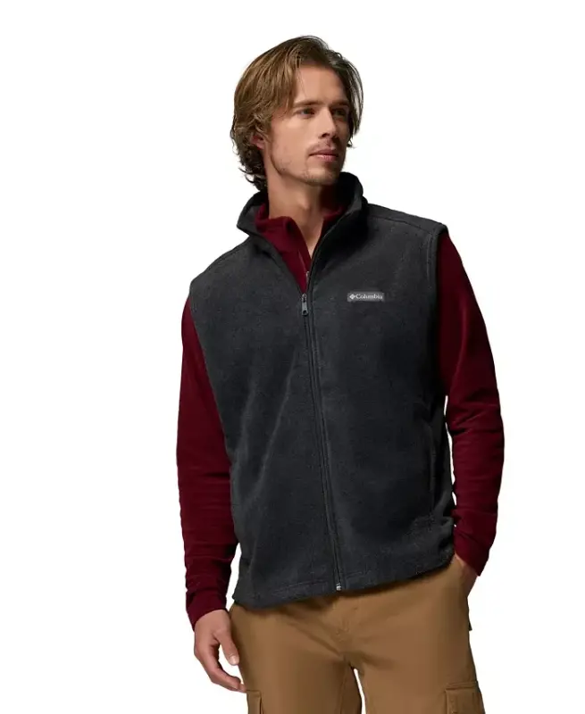 Men's Steens Mountain Fleece Vest-Charcoal Heather - COLUMBIA