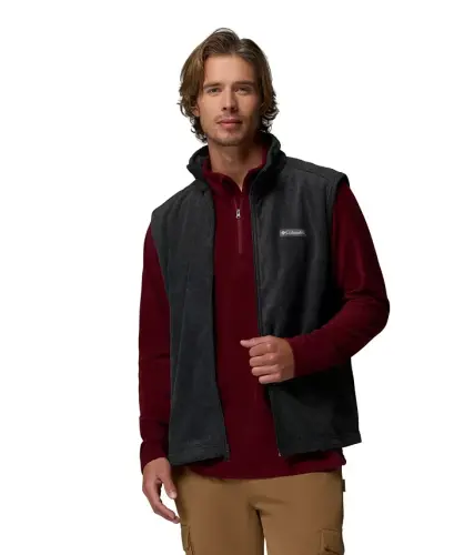 Men's Steens Mountain Fleece Vest-Charcoal Heather - 3