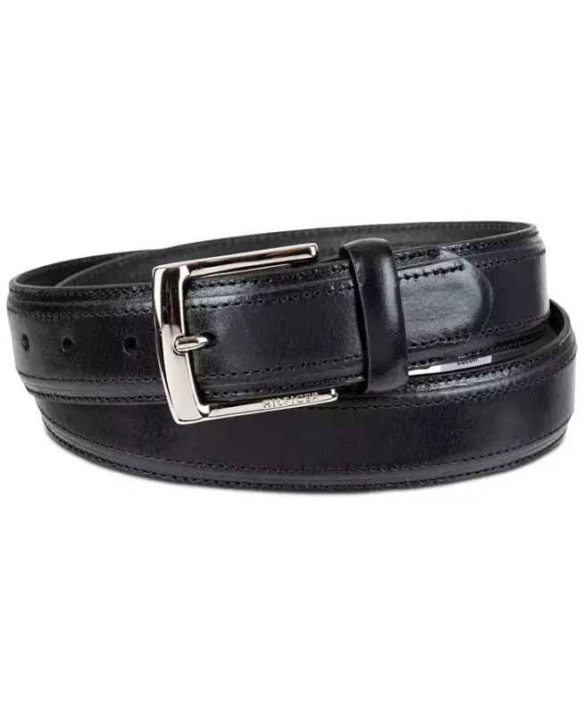 Men’s Stitched Classic Dress Leather Belt - 1