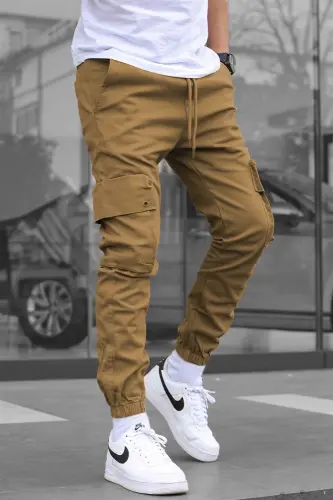 Men's Stone Cargo Pocket Pants 5647-Stone - MADMEXT (1)