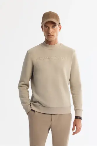 Men's Stone Crew Neck 3 Thread Brushed Printed 