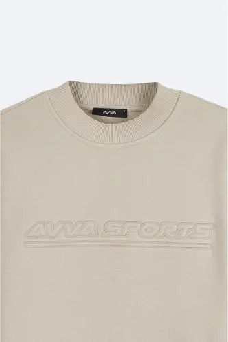 Men's Stone Crew Neck 3 Thread Brushed Printed - 8