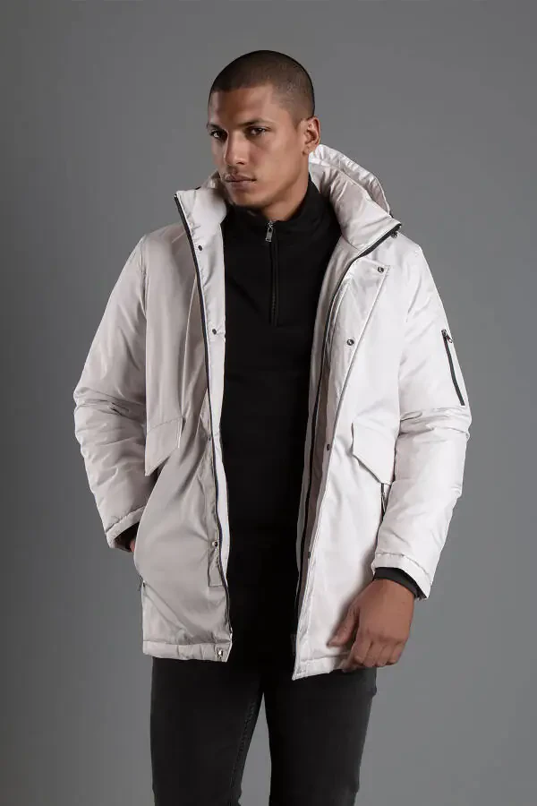 Men's Stone Hood Puffy Jacket - 1