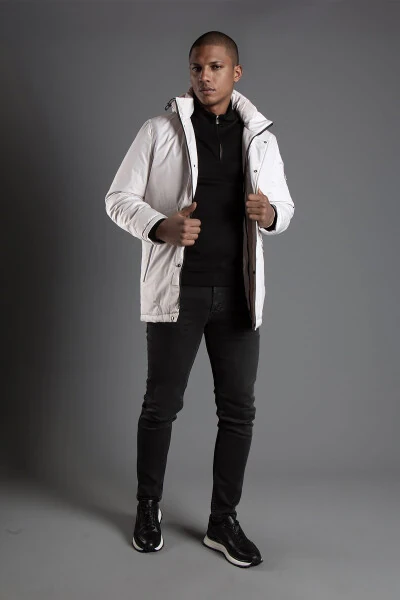 Men's Stone Hood Puffy Jacket - ZEKİ ÖZER (1)