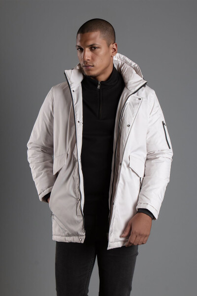 Men's Stone Hood Puffy Jacket - ZEKİ ÖZER