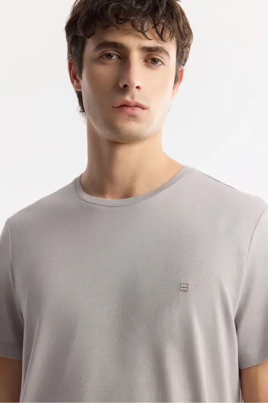 Men's Stone T-shirt Ultrasoft Crew Neck Plain Regular Fit Modal B001171 - 2