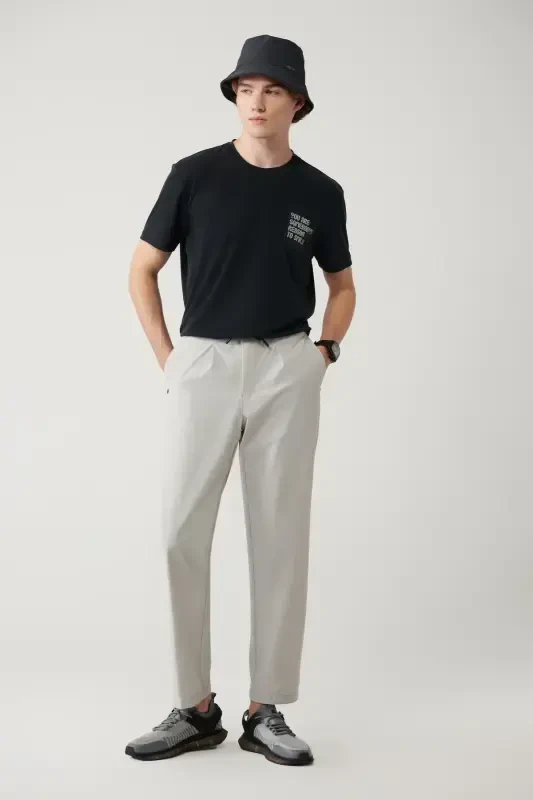 Men's Stone Waist Elastic Lace-Up Zipper Pocket Water Repellent Bi Stretch Relaxed Fit Pants A41y3235 - 2