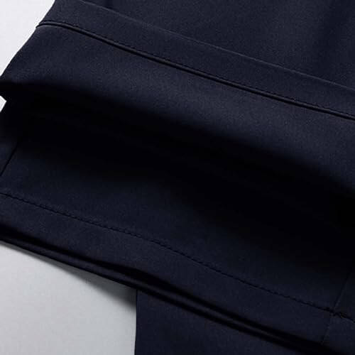 Men's Straight Cropped Pants Versatile Drawstring Elastic Waist Casual Pants Lightweight Soft Business Trousers - 4