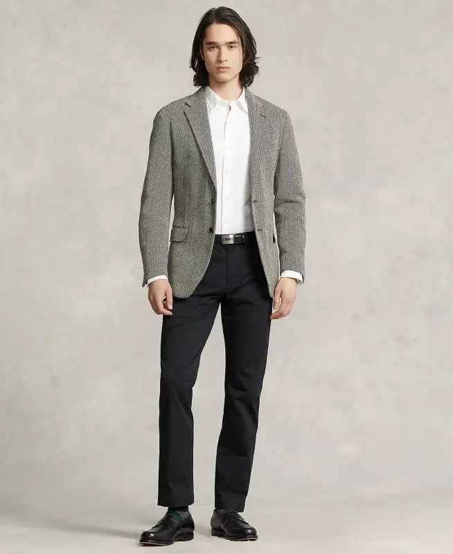 Men's Straight-Fit Stretch Chino Pants-Black - 2